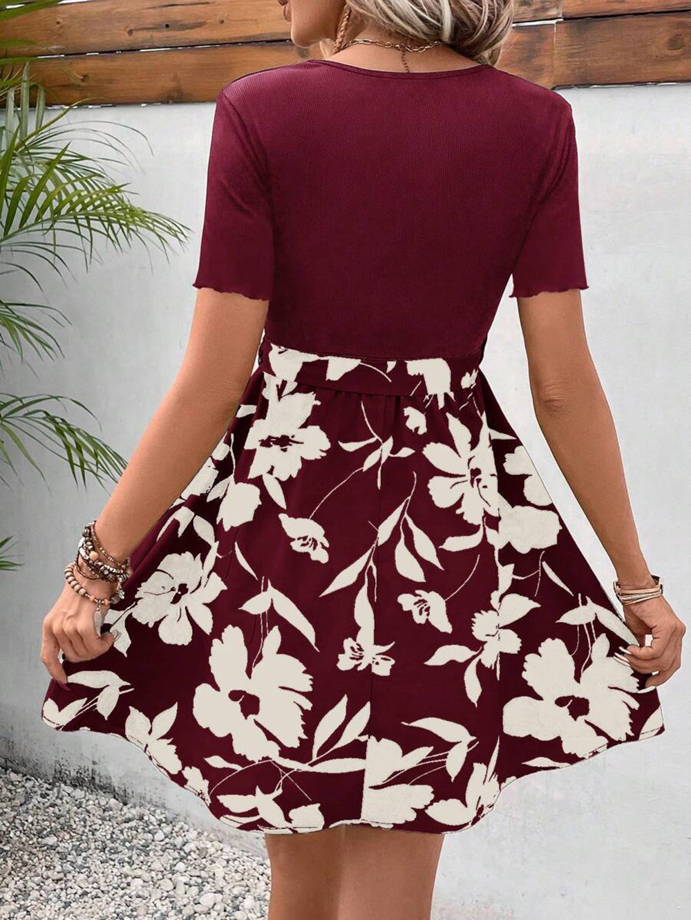 Women Floral Printed V Neck Fit and Flare Dress