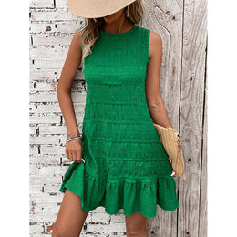 Round Neck Sleeveless Layered A-Line Dress