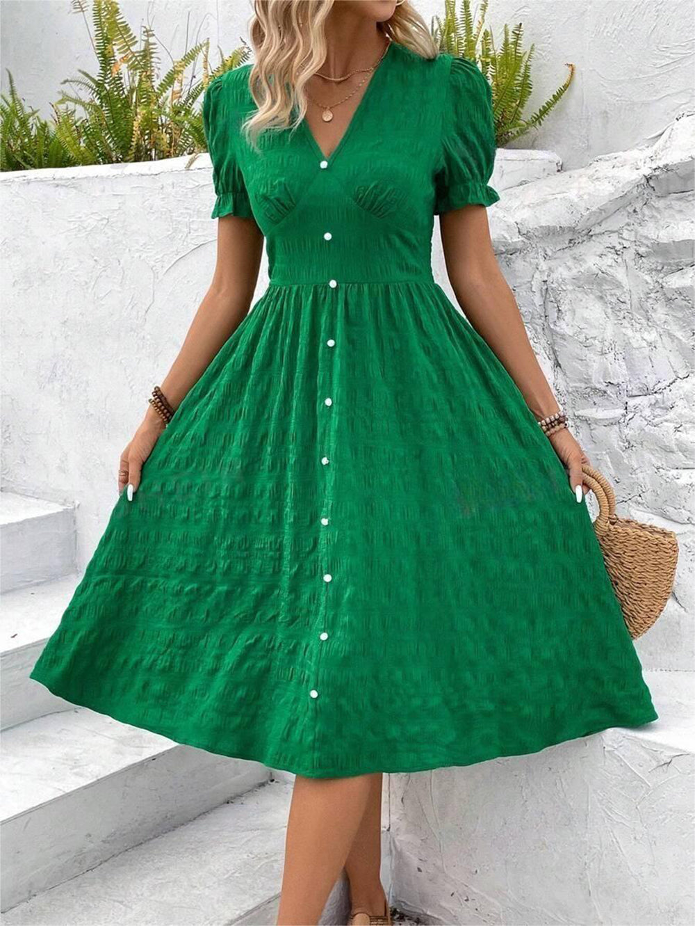 Women Green Midi Dress
