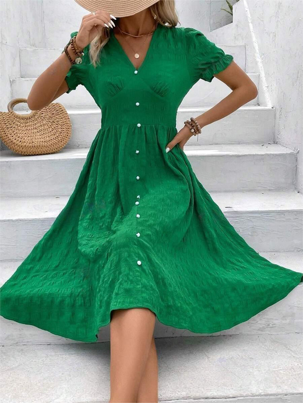 Women Green Midi Dress