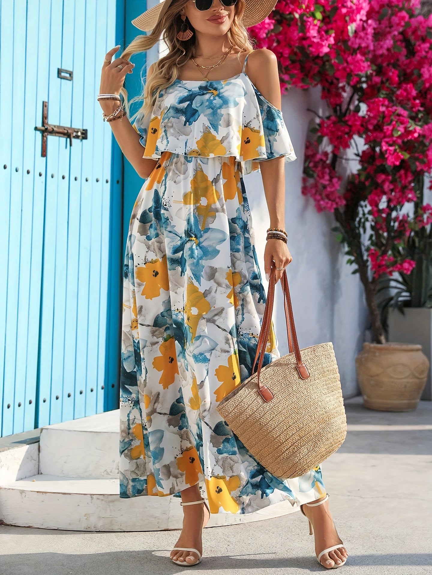 Women Floral Print A-Line Maxi Dress