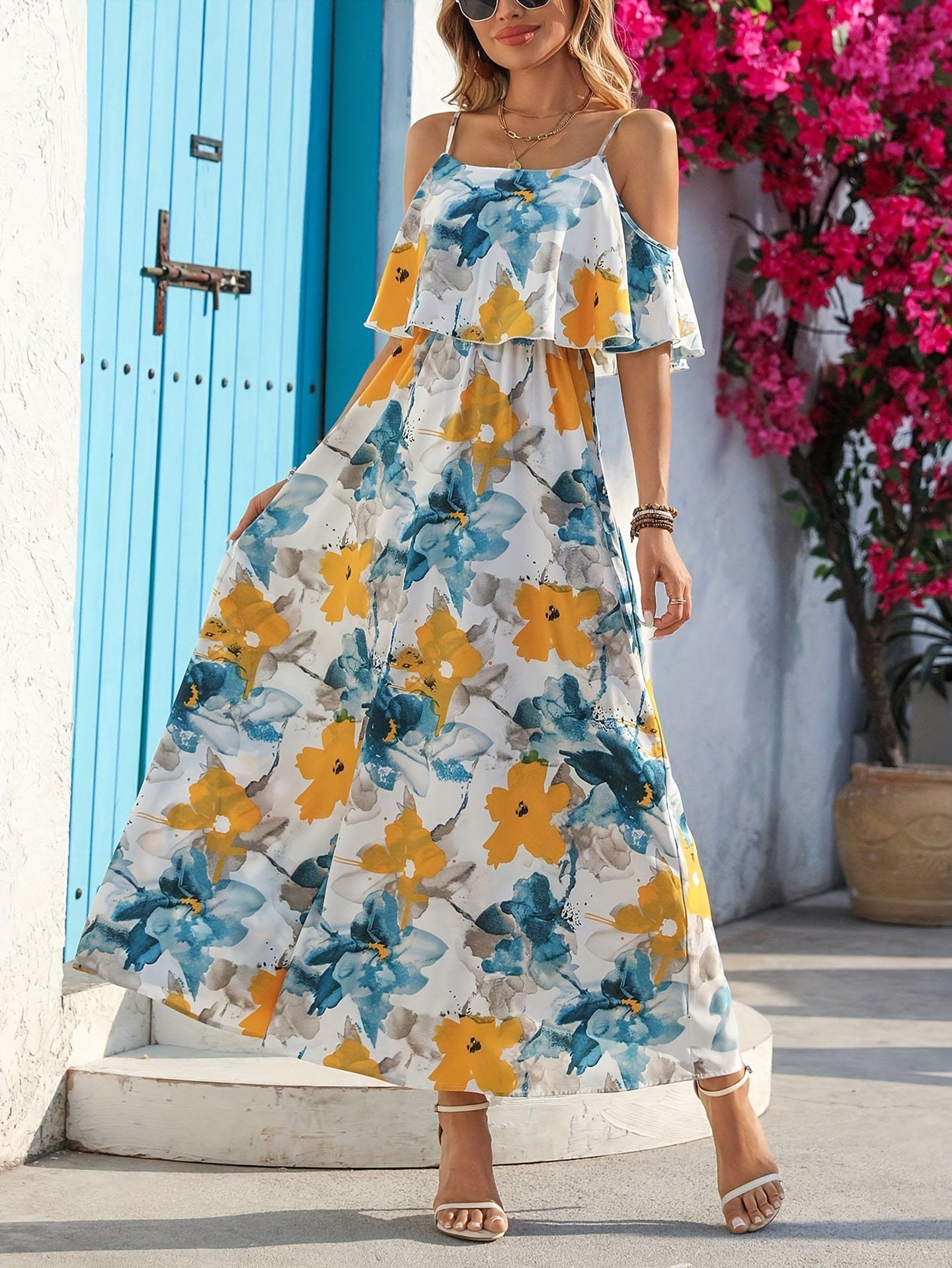 Women Floral Print A-Line Maxi Dress