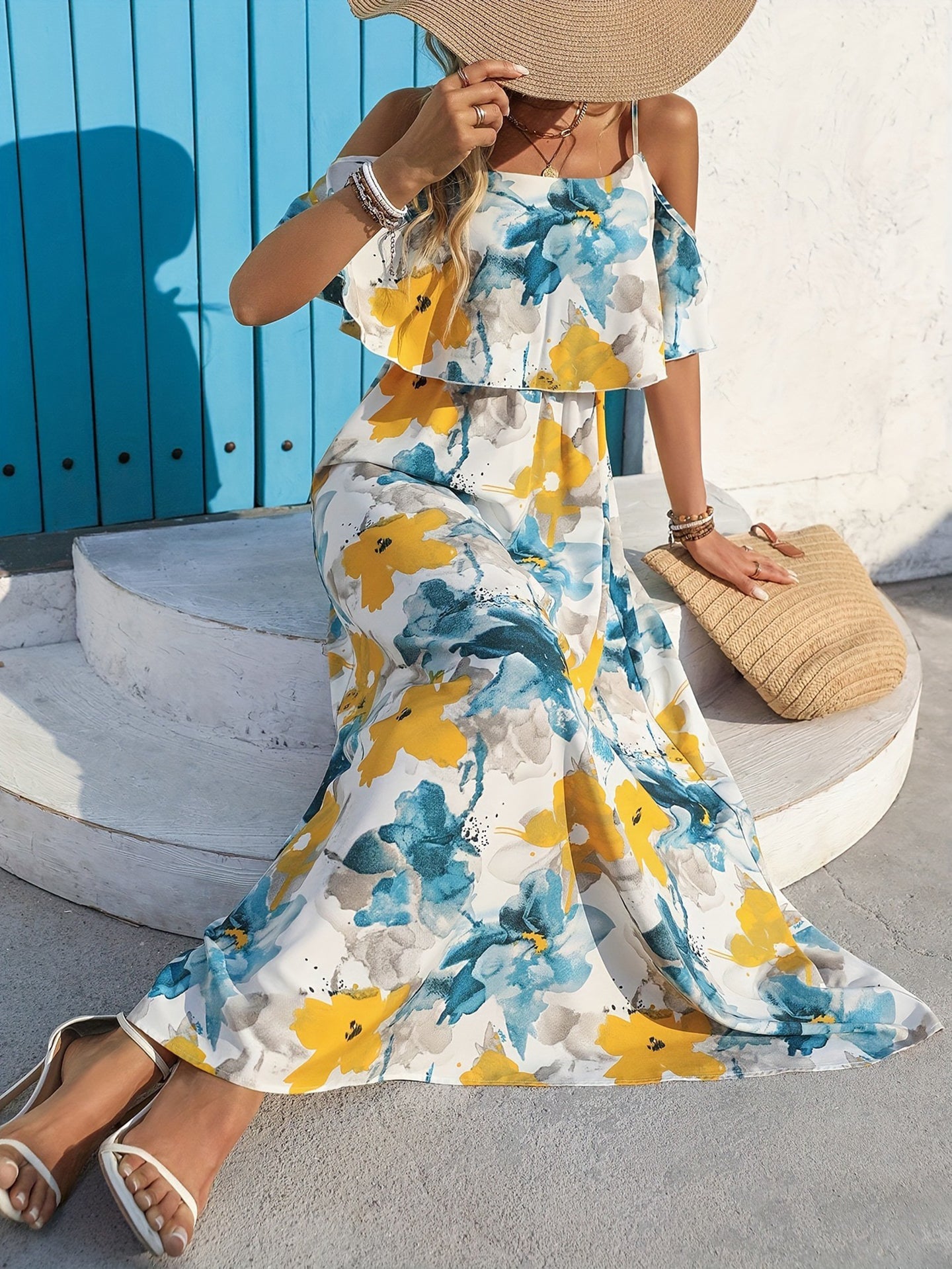 Women Floral Print A-Line Maxi Dress