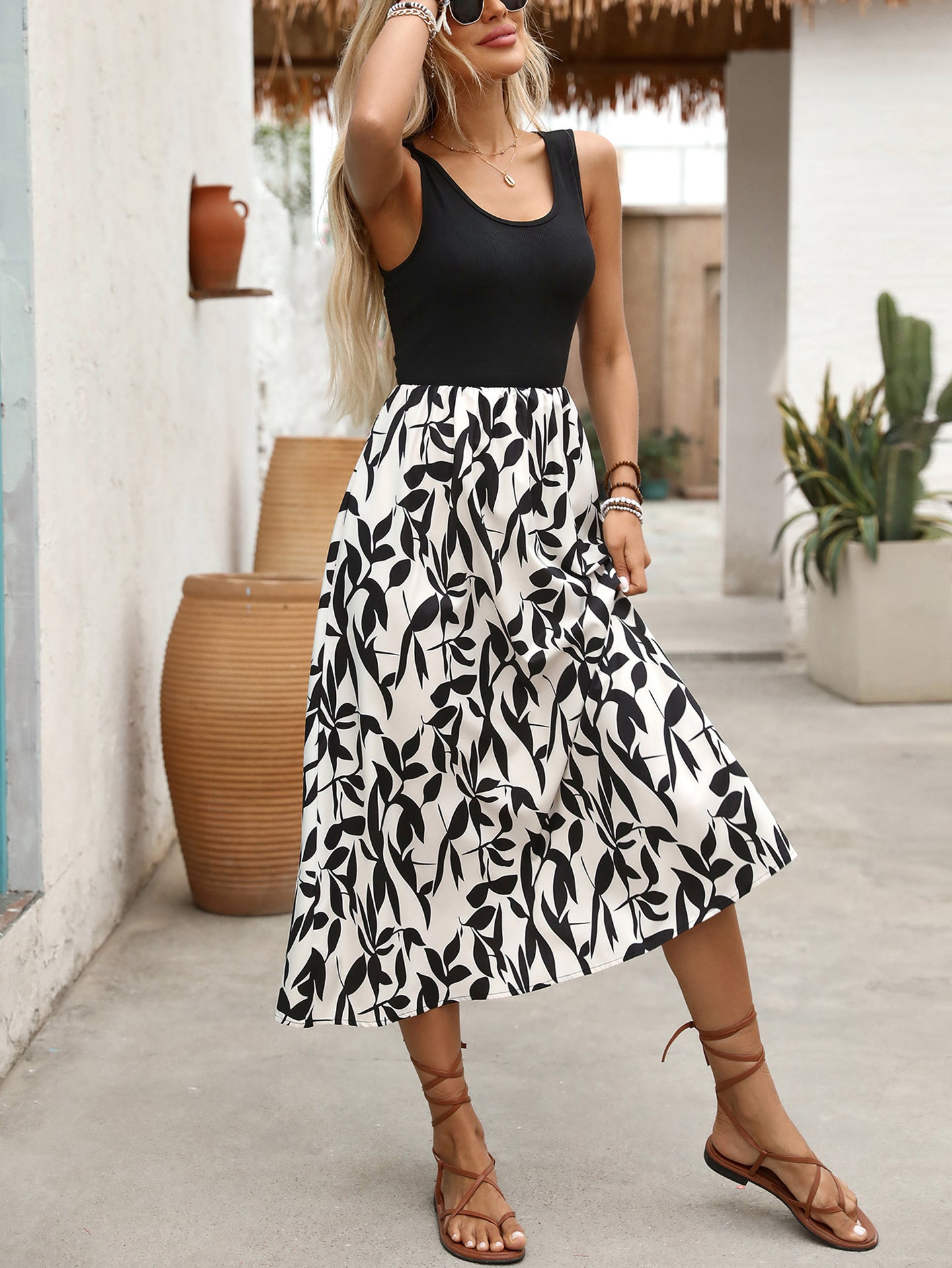 Floral Printed Georgette Fit & Flare Midi Dress