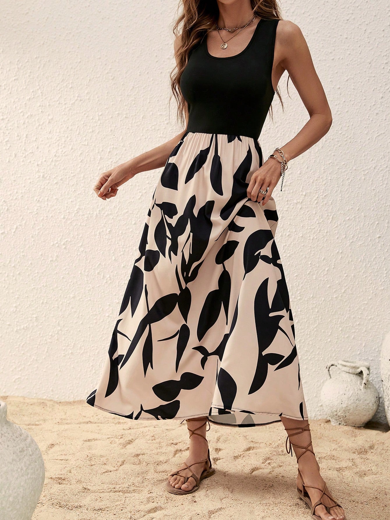 Print A-Line Midi Dress