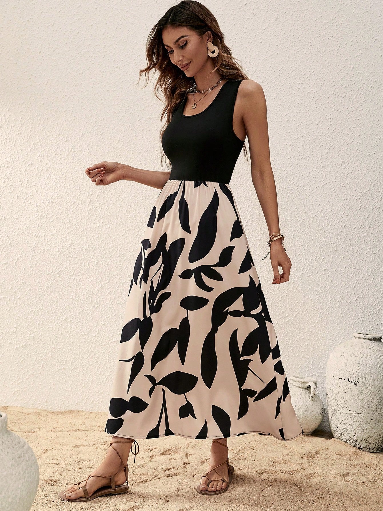 Print A-Line Midi Dress