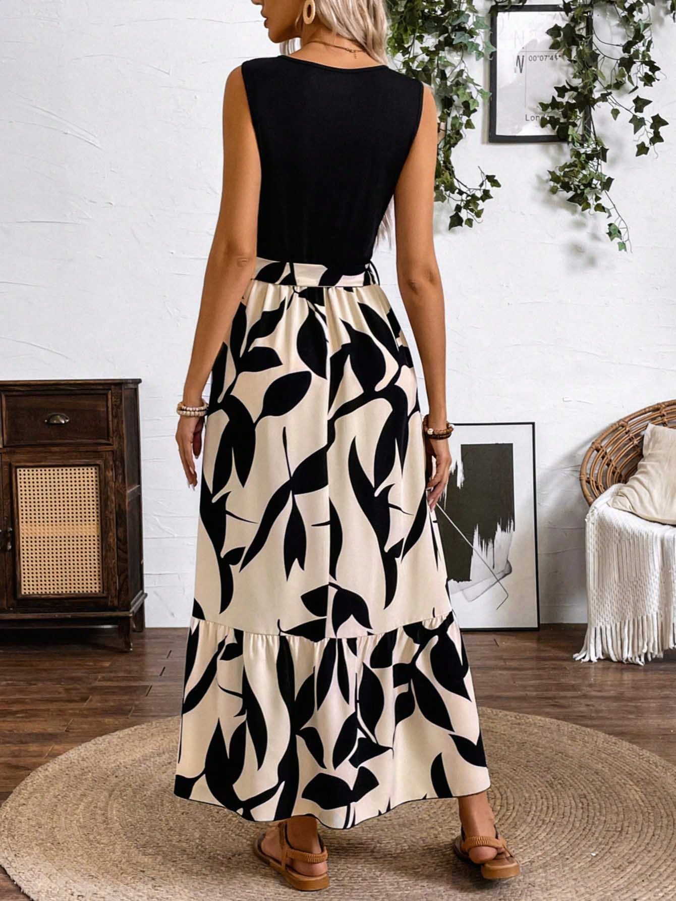 Print A-Line Midi Dress