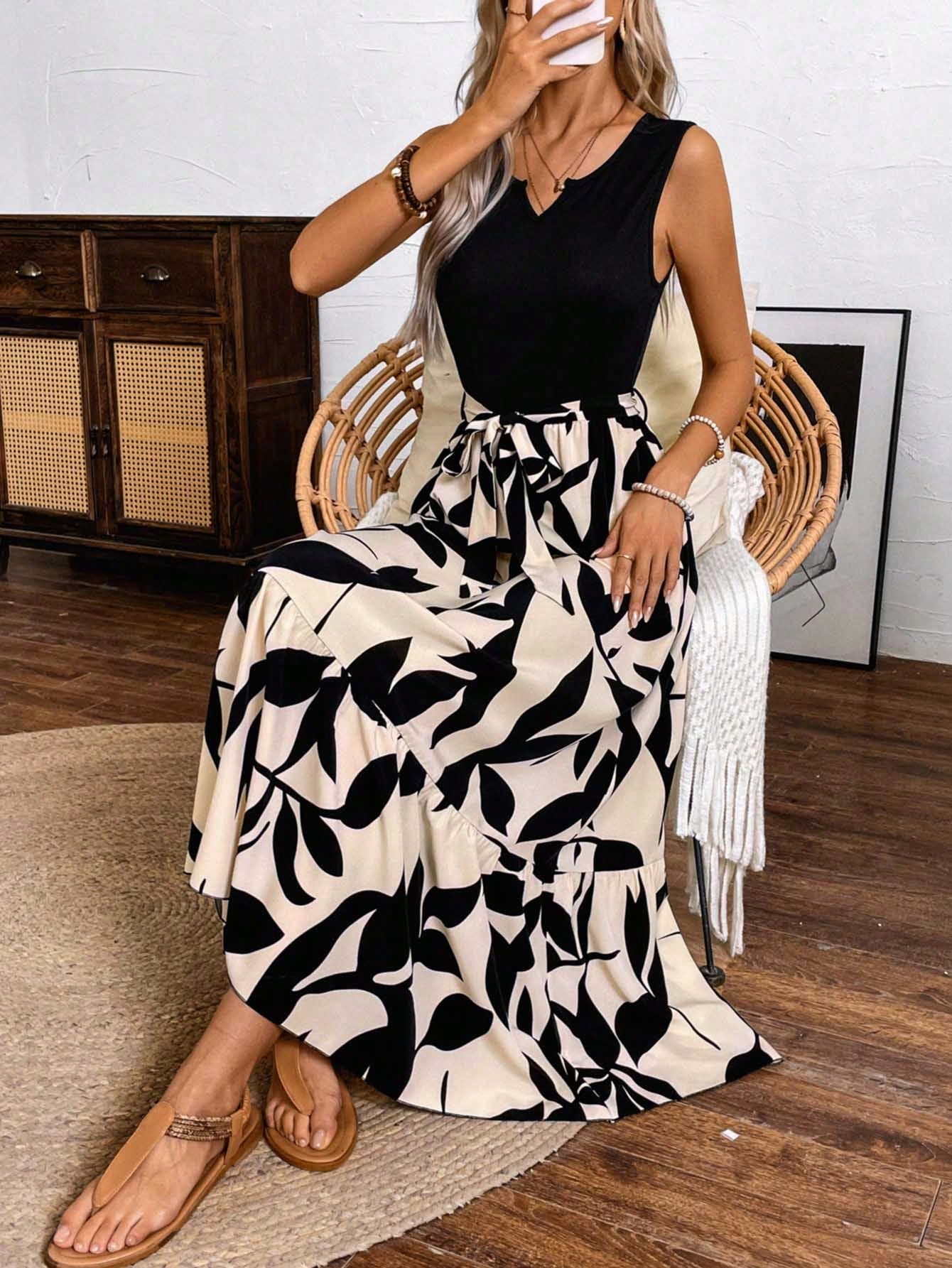 Print A-Line Midi Dress