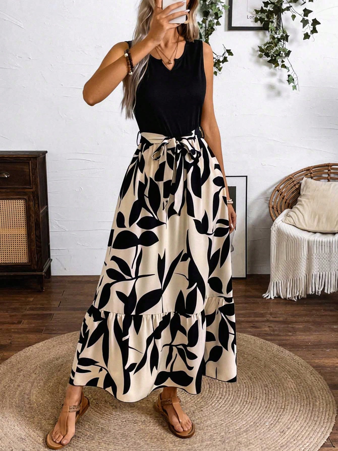 Print A-Line Midi Dress