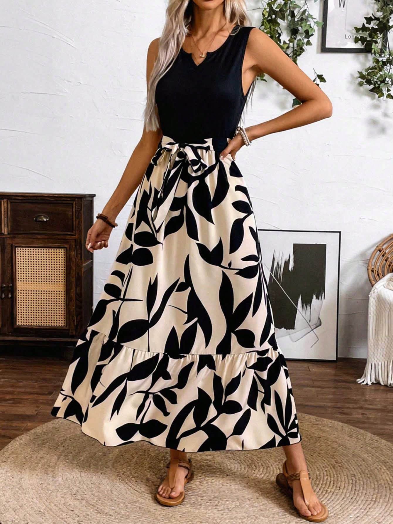 Print A-Line Midi Dress