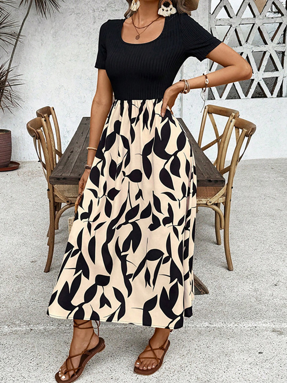 Print Georgette Fit & Flare Midi Dress