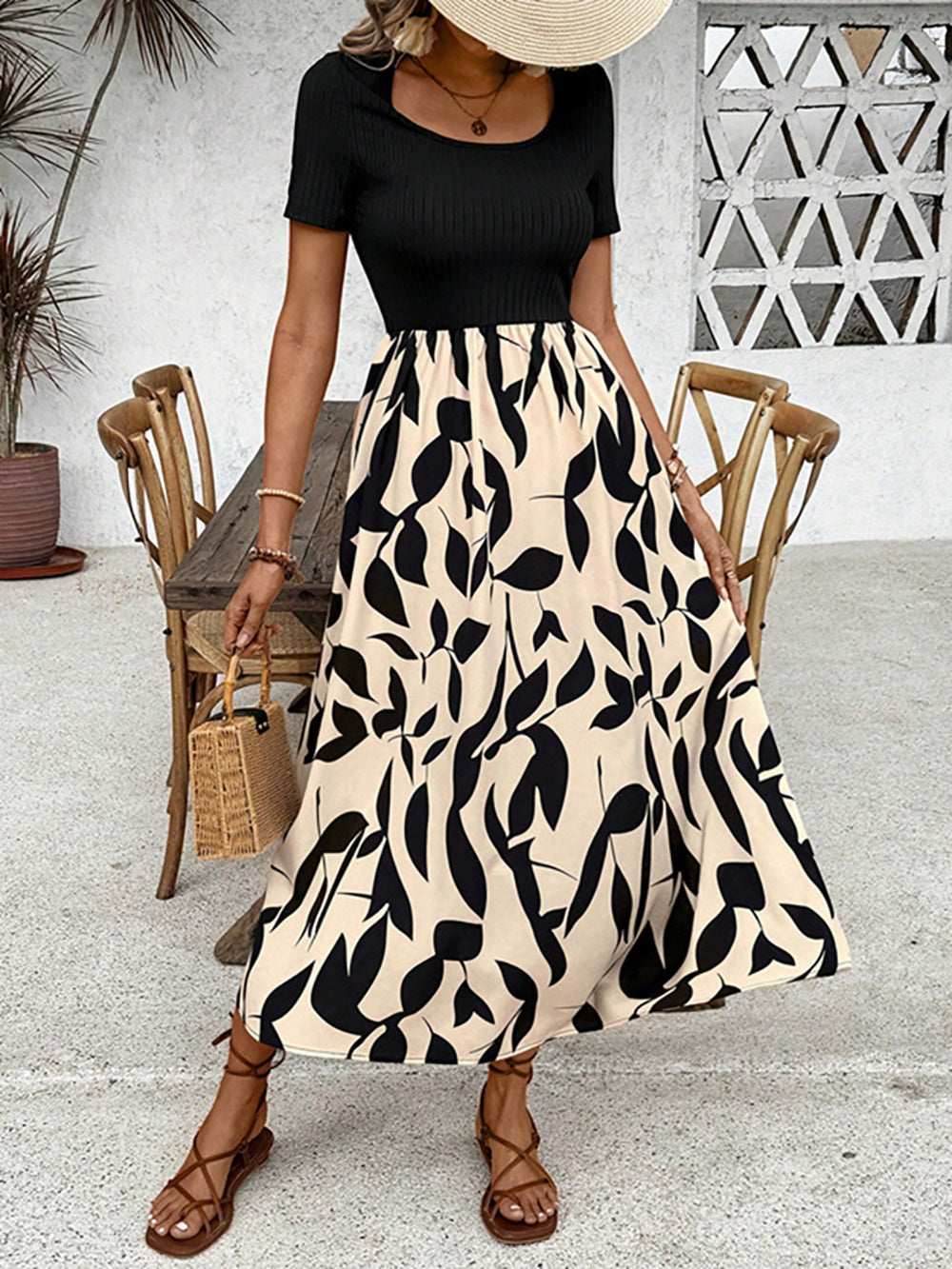 Print Georgette Fit & Flare Midi Dress