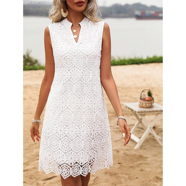 Geometric Net A-Line Dress
