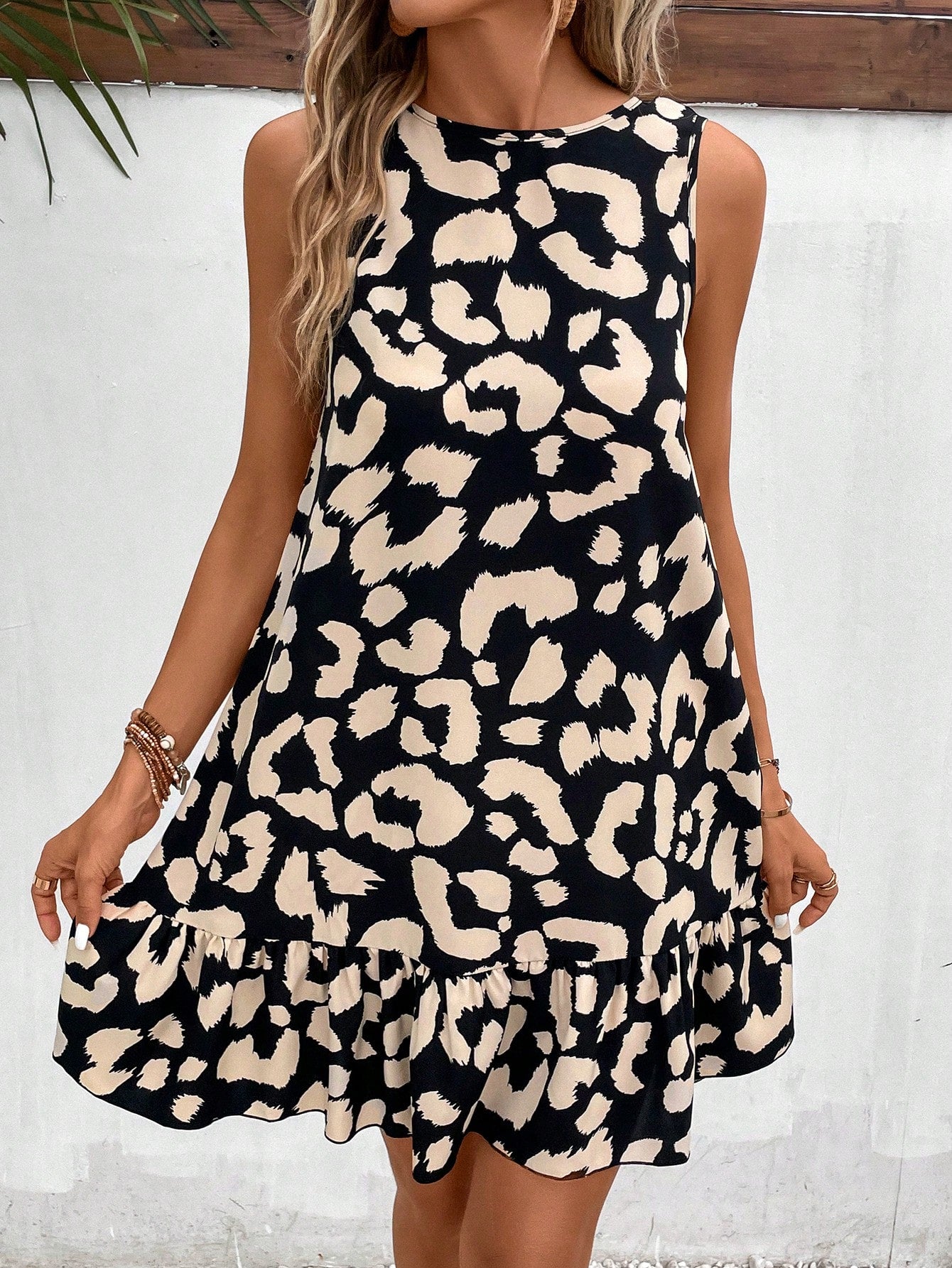 StyleCast Animal Print Ruffled Mini Dress