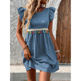 Puff Sleeve Ruffled A-Line Dress