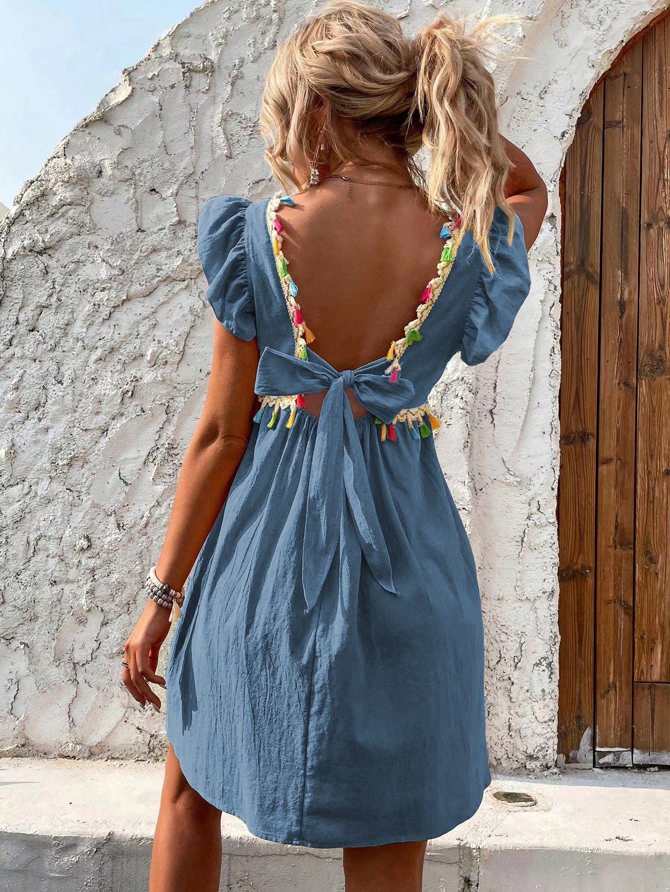 Puff Sleeve Ruffled A-Line Dress