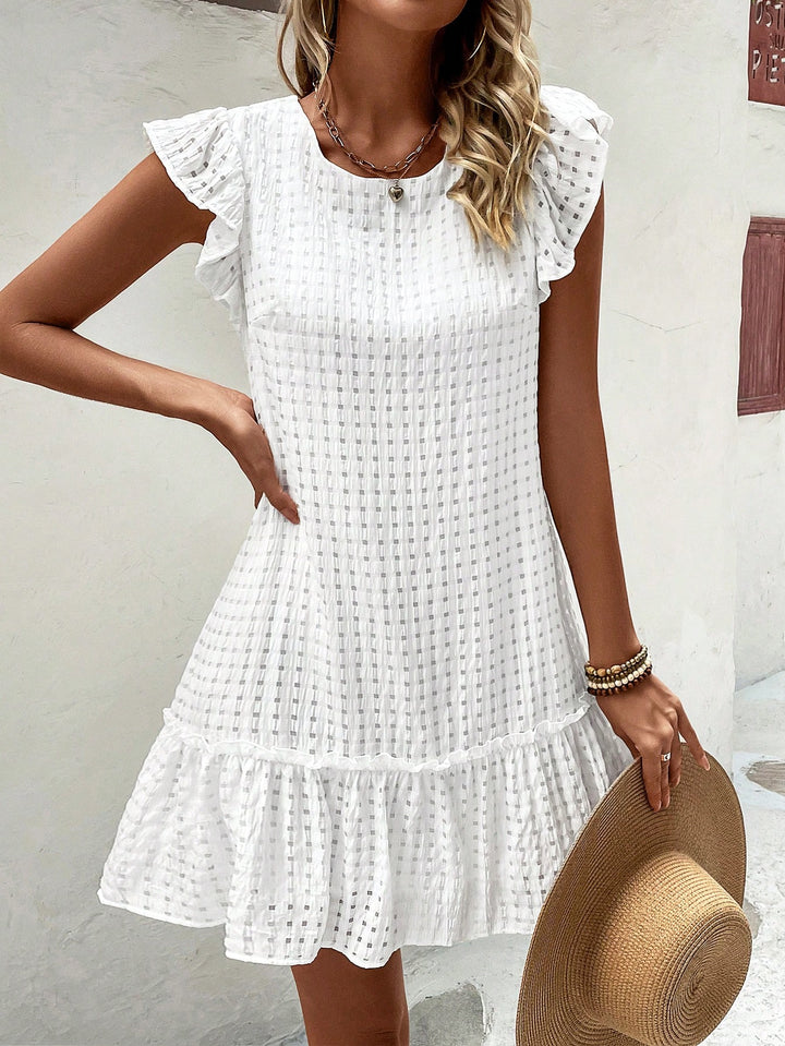 Puff Sleeve Ruffled A-Line Dress