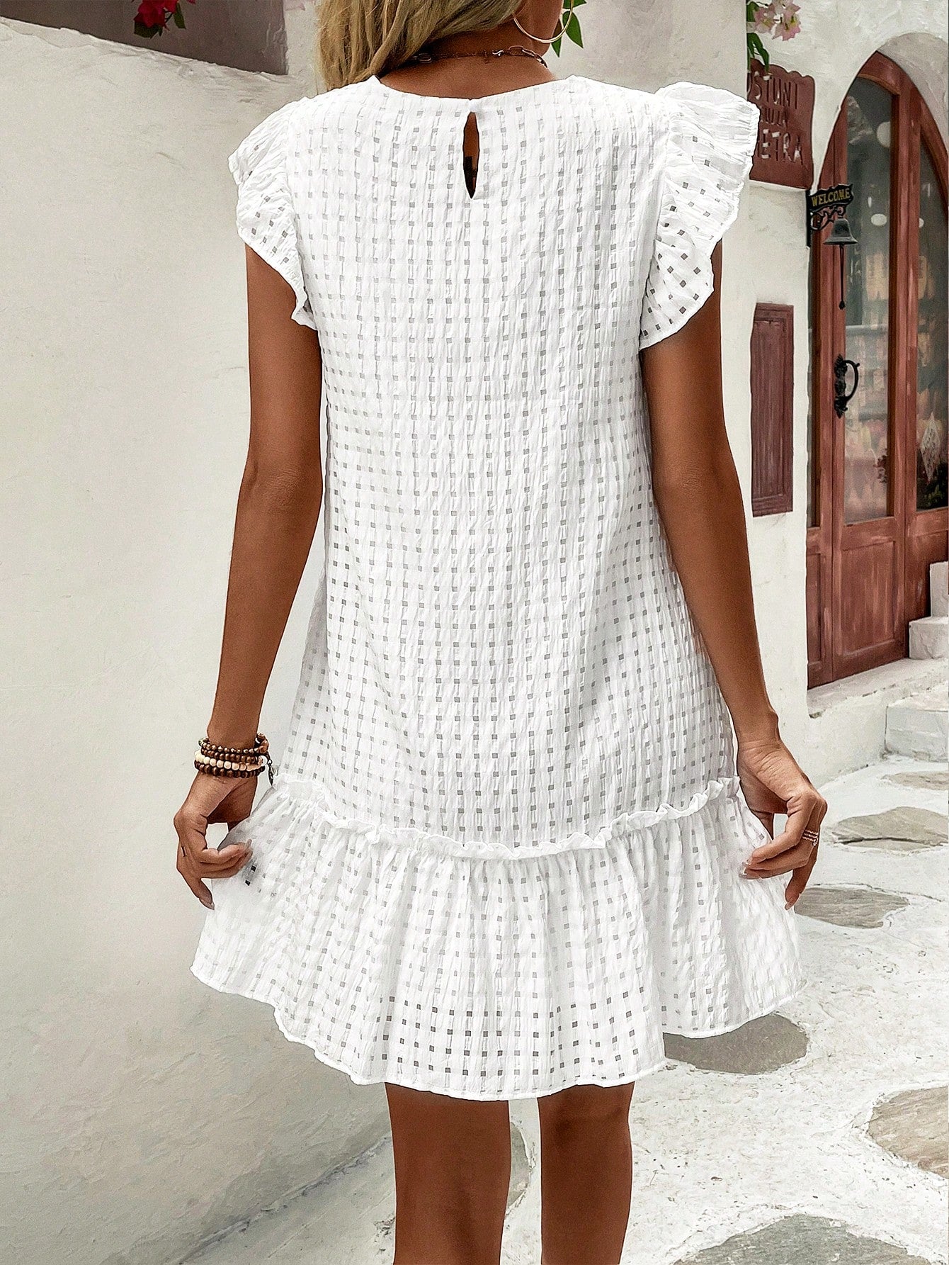 Puff Sleeve Ruffled A-Line Dress
