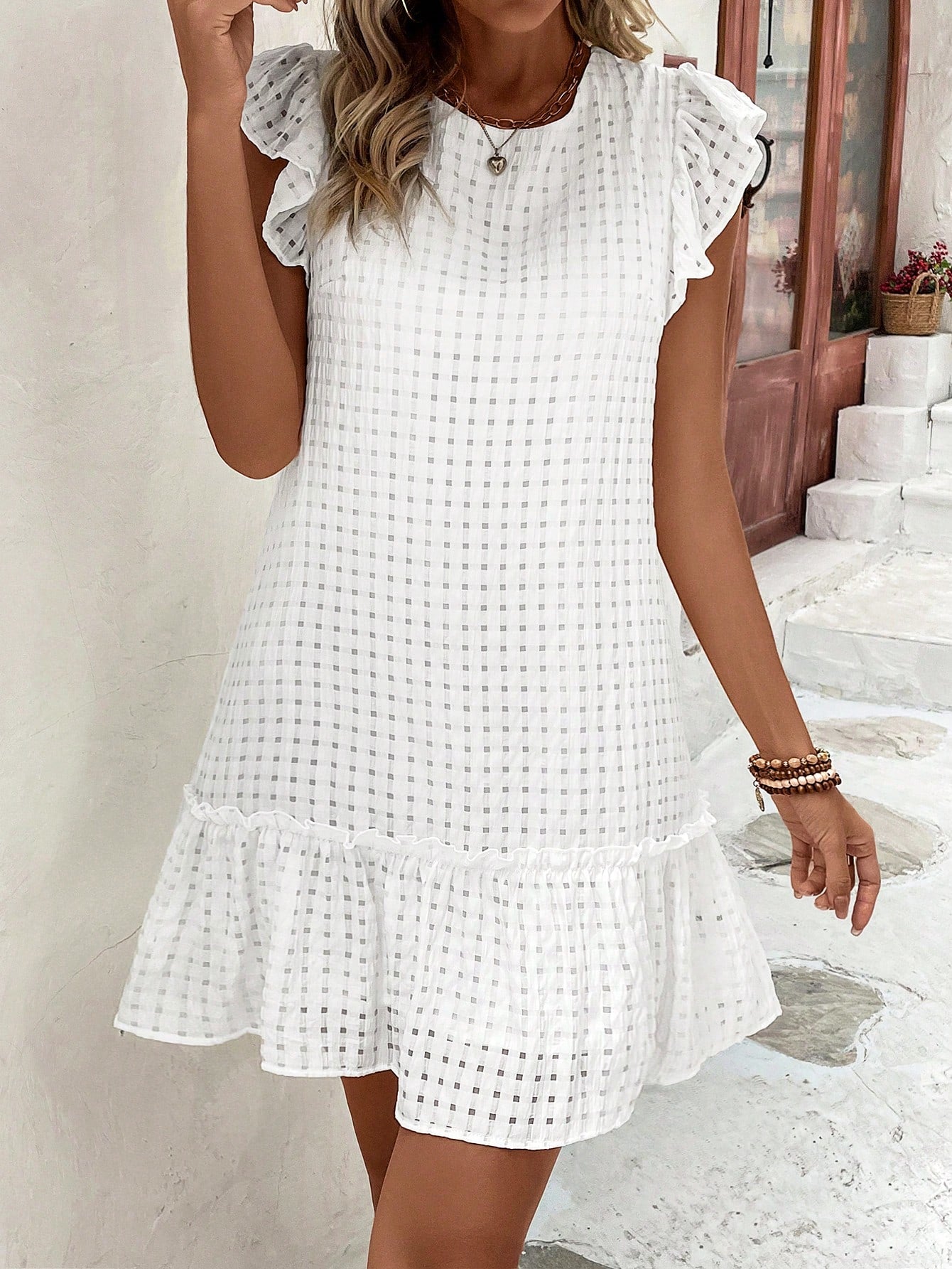 Puff Sleeve Ruffled A-Line Dress