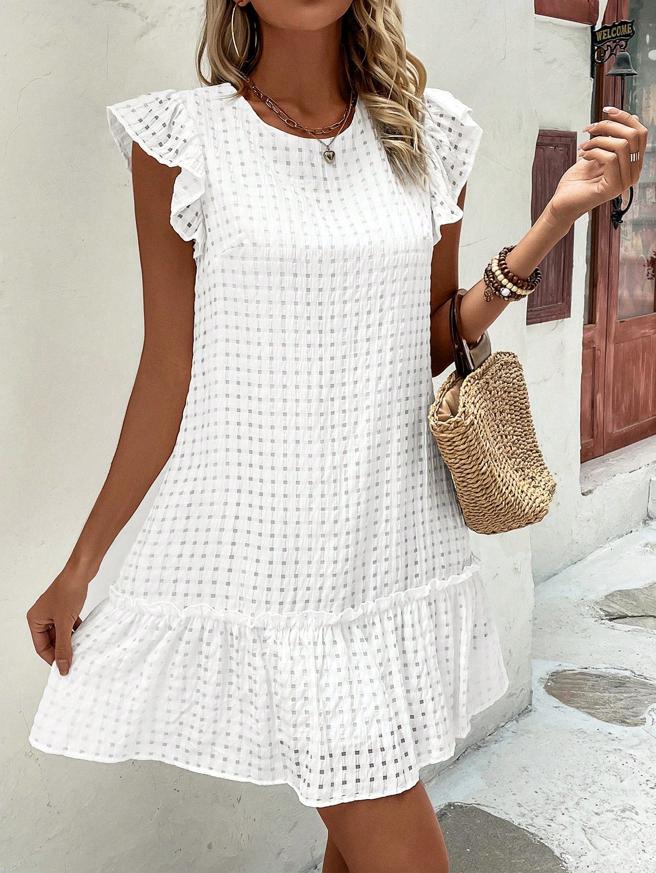 Puff Sleeve Ruffled A-Line Dress