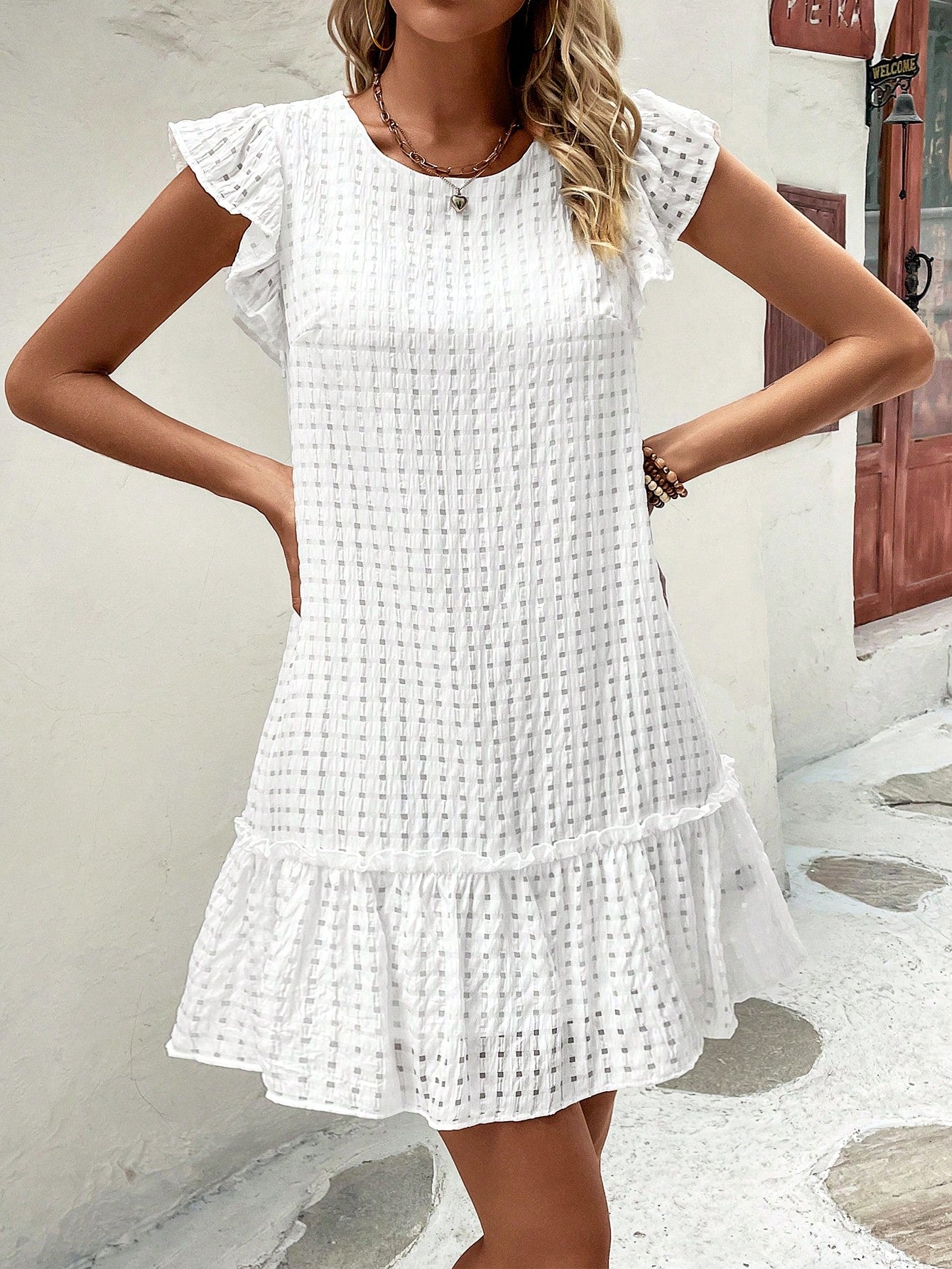 Puff Sleeve Ruffled A-Line Dress