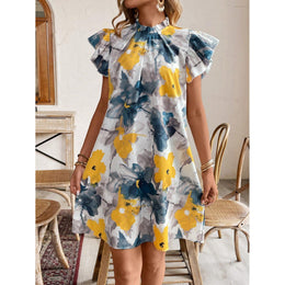 Floral Print Ruffled A-Line Dress