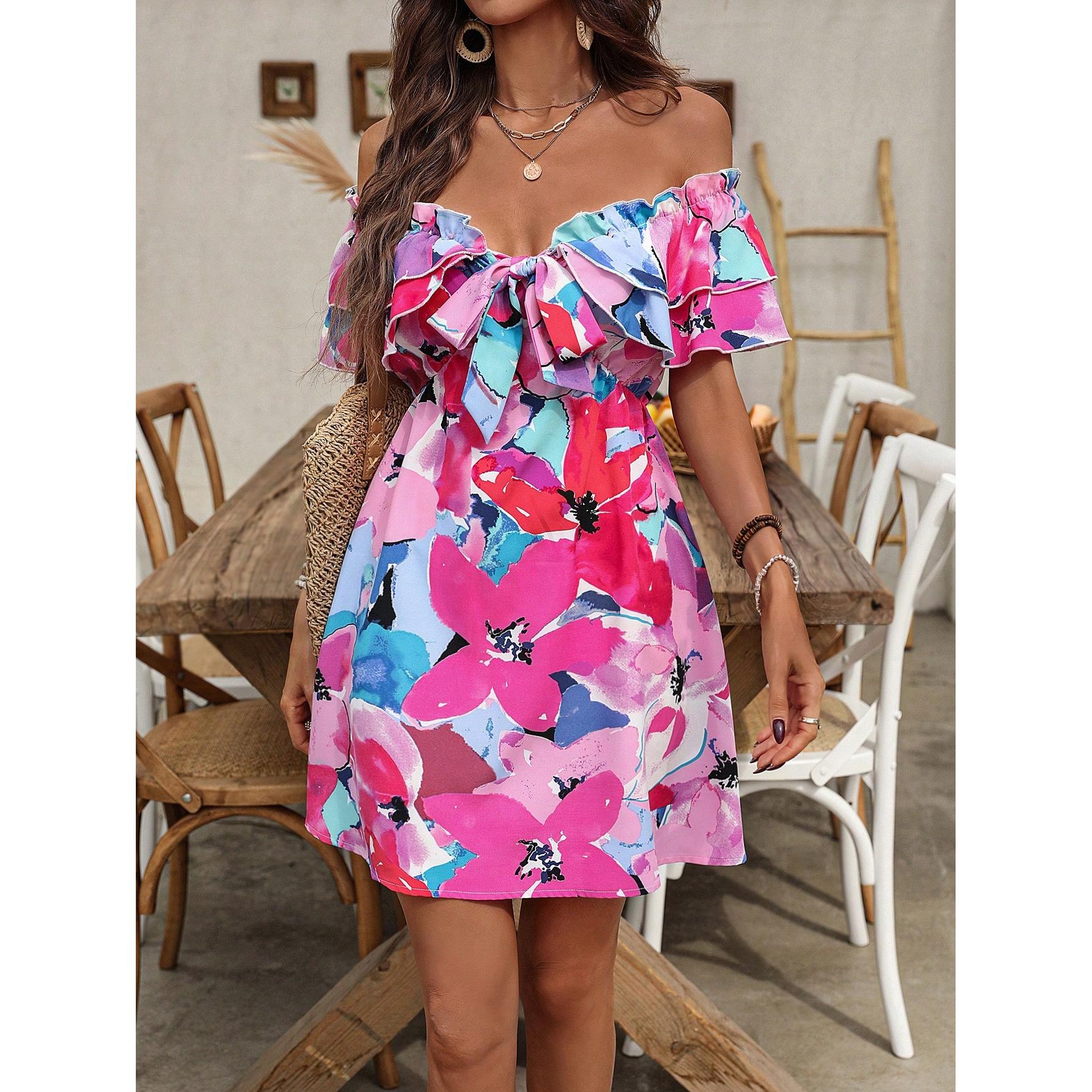 Floral Print Ruffled A-Line Dress