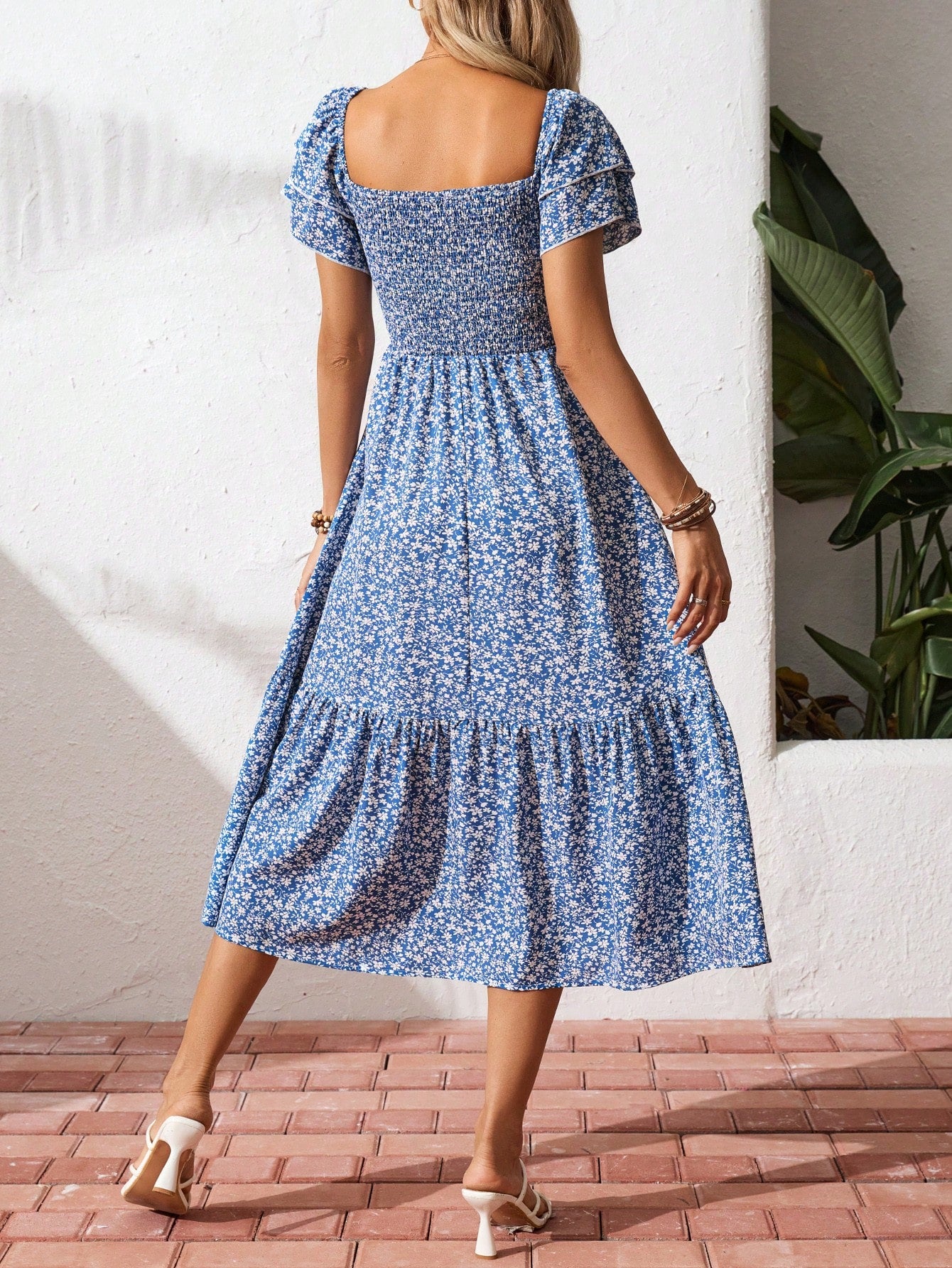 Floral Print Off-Shoulder Midi Dress