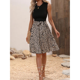 Abstract Printed A-Line Dress