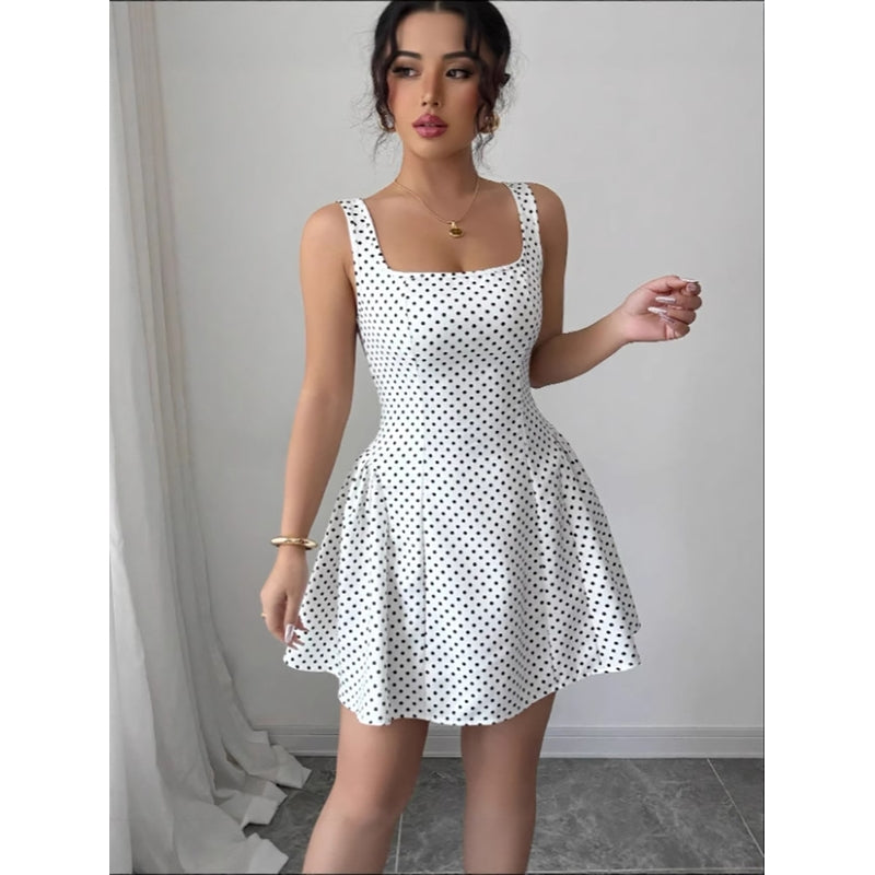 Women Polka Dot Print Sheath Dress