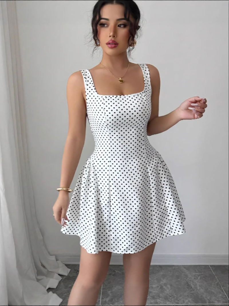 Women Polka Dot Print Sheath Dress