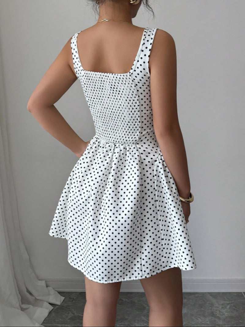 Women Polka Dot Print Sheath Dress