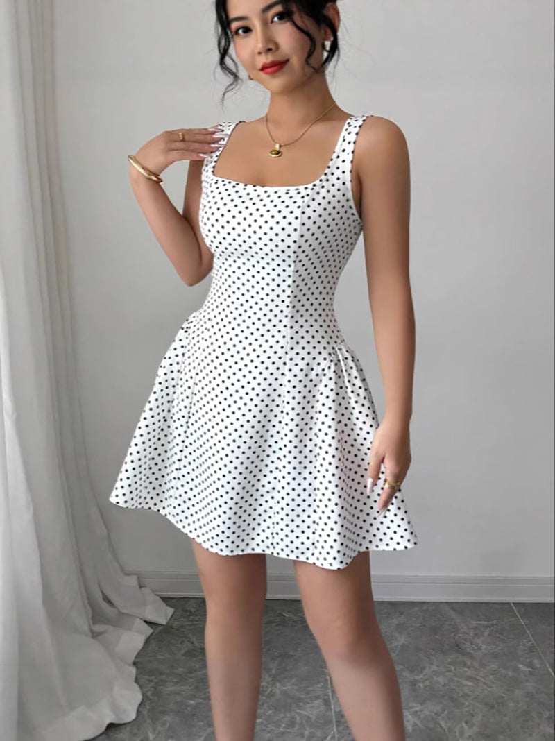 Women Polka Dot Print Sheath Dress