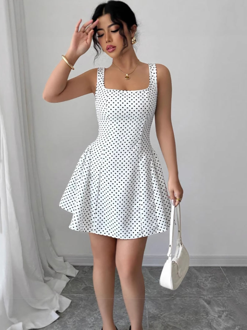 Women Polka Dot Print Sheath Dress