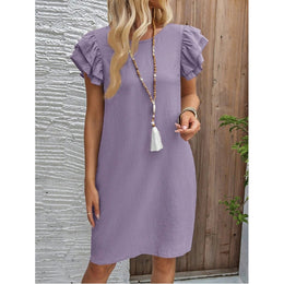 Women Round Neck Flared Sleeve Sheath Dress