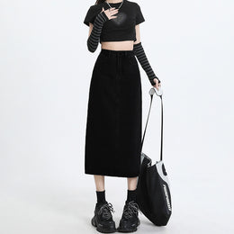 Women Mid Rise Straight A-Line Midi Skirt