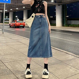 Casual Midi Denim Skirt