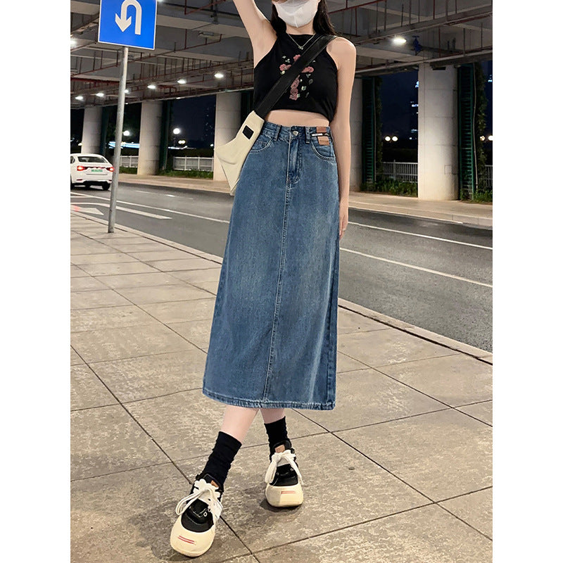 Casual Midi Denim Skirt