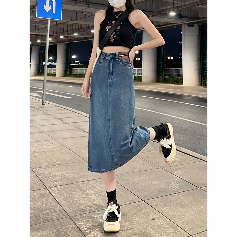 Casual Midi Denim Skirt