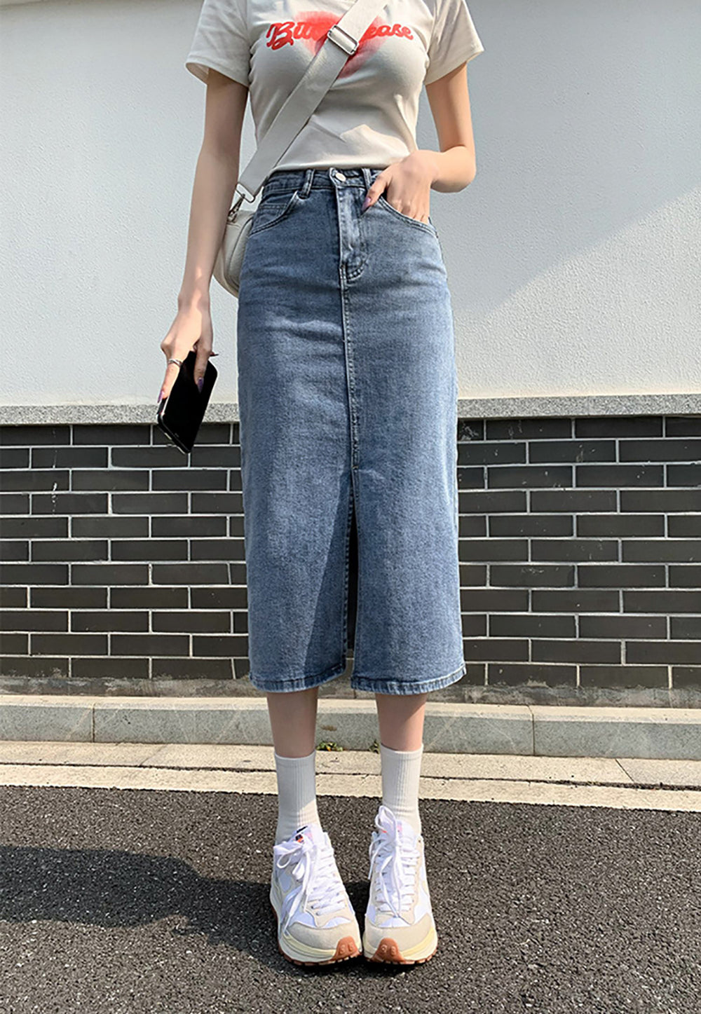 Women Straight Midi Skirt