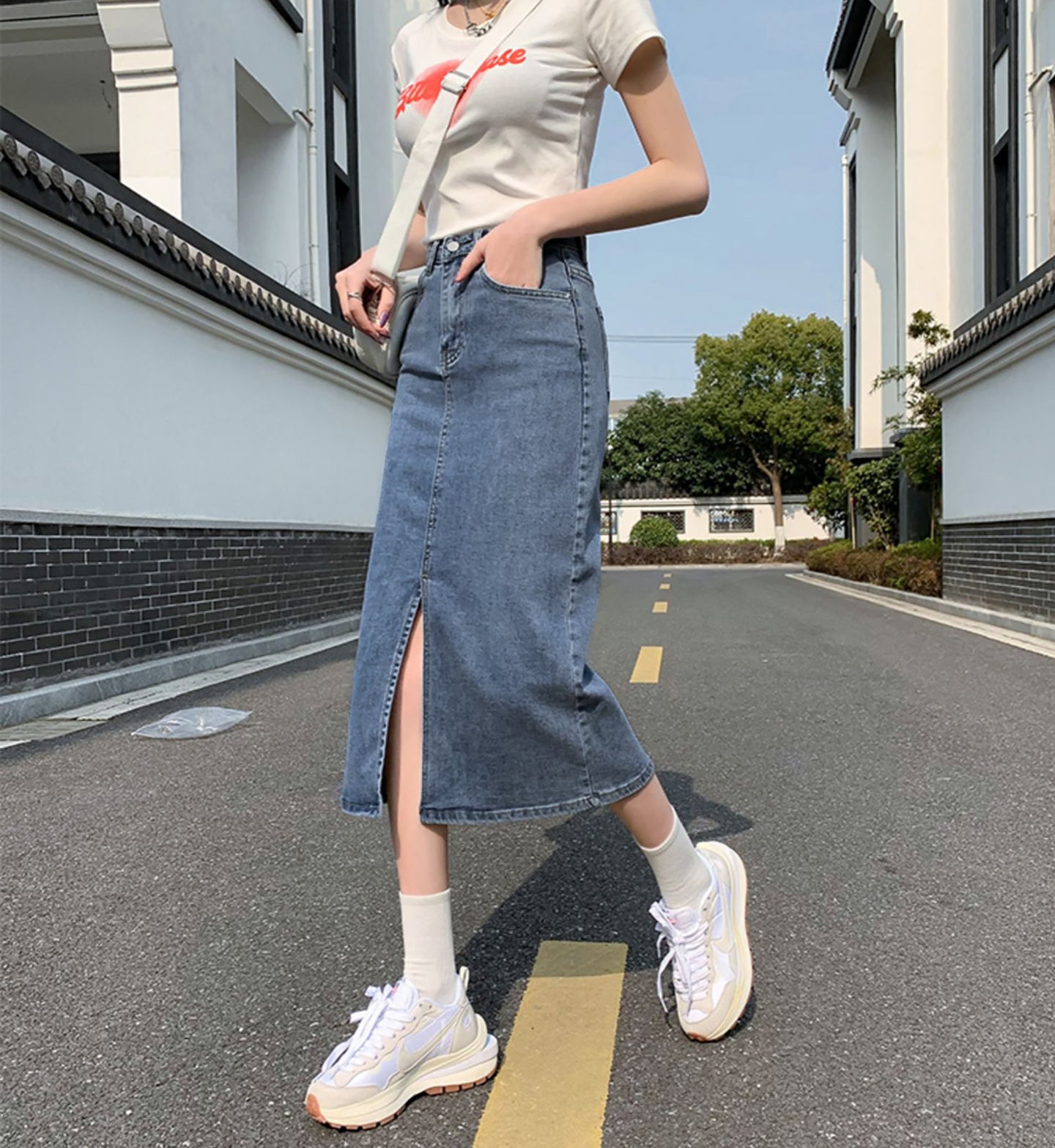 Women Straight Midi Skirt