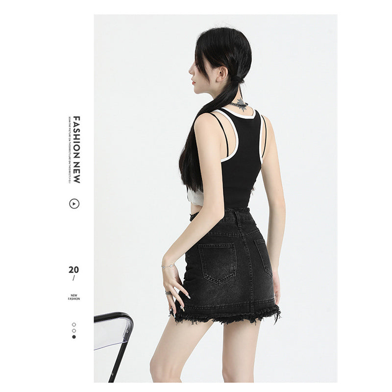 Women Pencil Straight Hem Mini Skirt