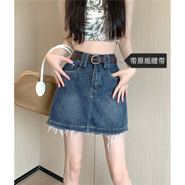 High-Rise A-Line Denim Mini Skirt