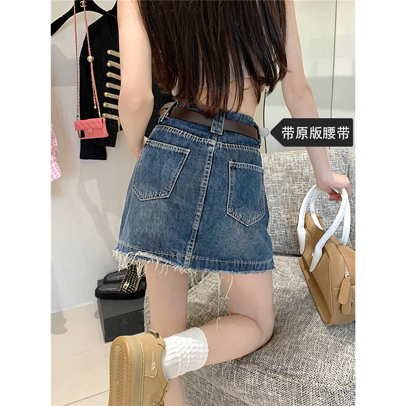 High-Rise A-Line Denim Mini Skirt
