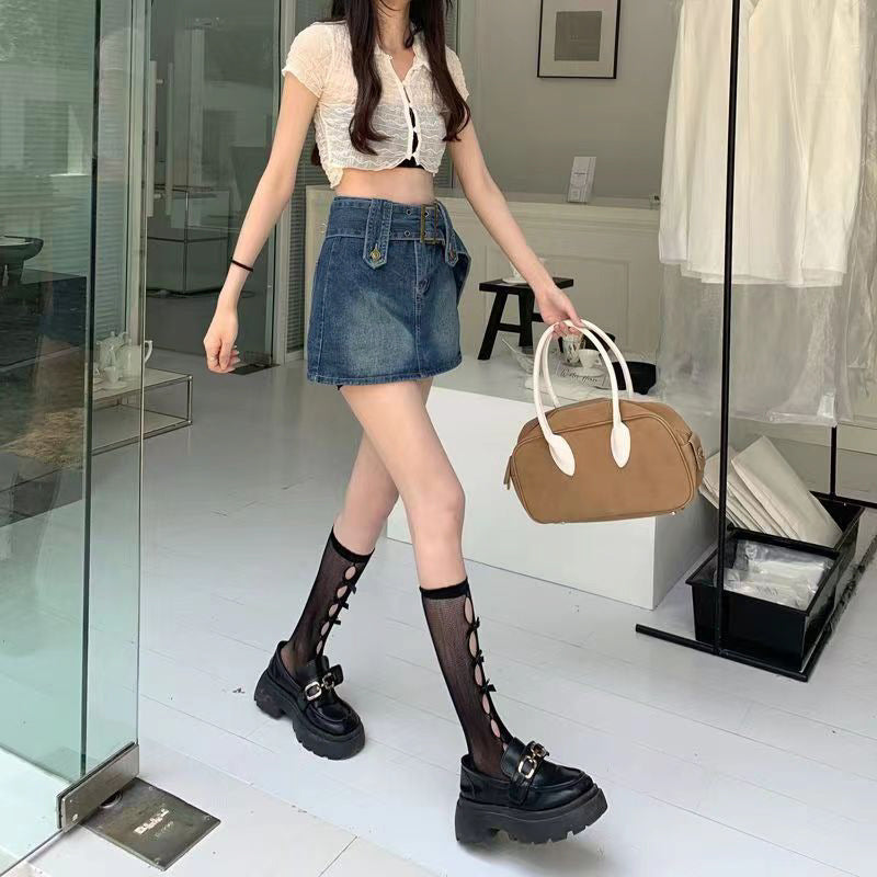 Blue Pencil Mini Skirt