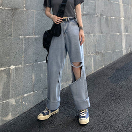 Women Blue High-Rise Highly Distressed Light Fade Jeans