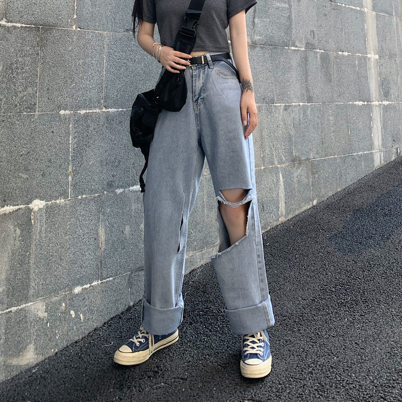 Women Blue High-Rise Highly Distressed Light Fade Jeans