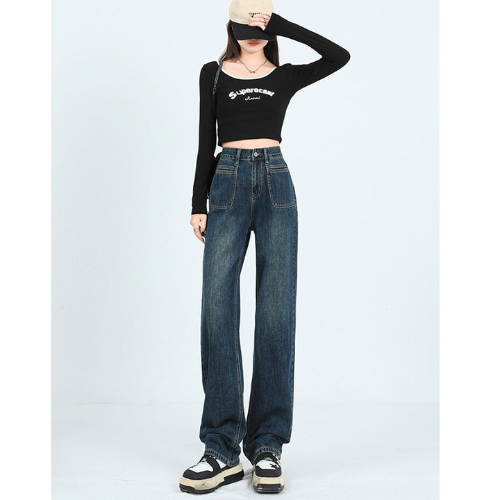 Women Blue Mid-Rise Straight Fit Light Fade Jeans
