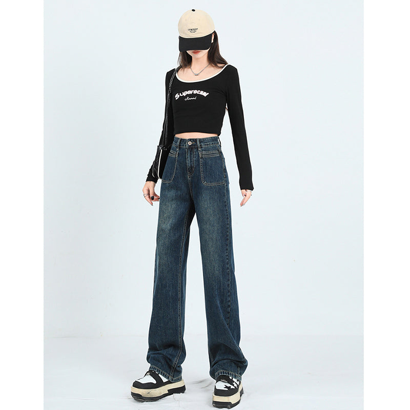 Women Blue Mid-Rise Straight Fit Light Fade Jeans