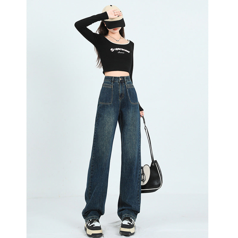Women Blue Mid-Rise Straight Fit Light Fade Jeans